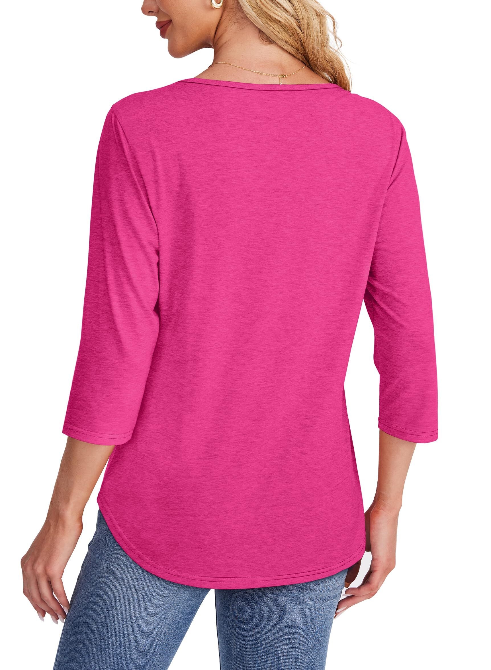 Women's 3/4 Length Sleeve Top Pleated Front T-Shirt (Buy 3 Free Shipping)