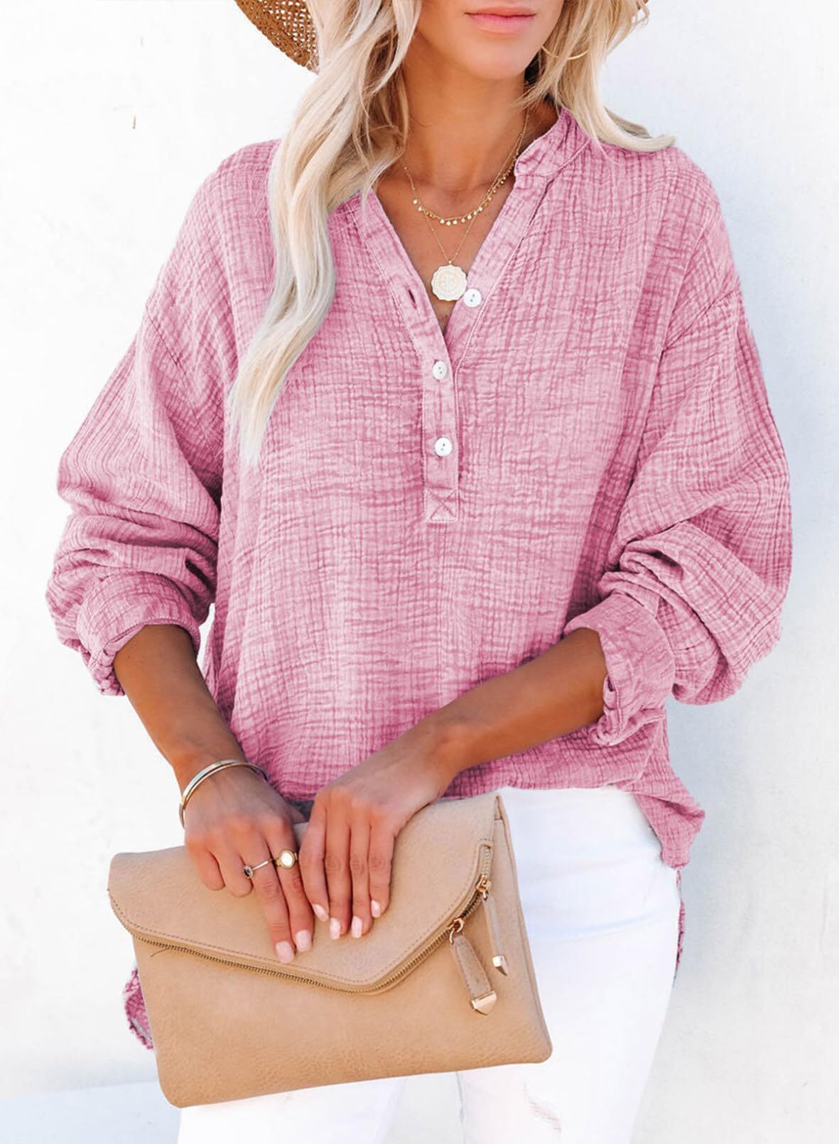 Women's Casual V-Neck Gauze Blouse (Buy 2 Free Shipping)